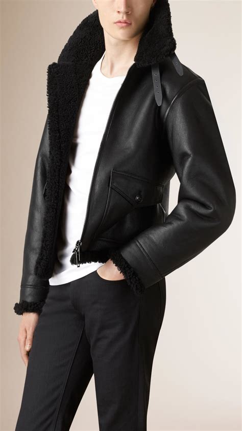 burberry shearling jacket women|shearling aviator jacket men's.